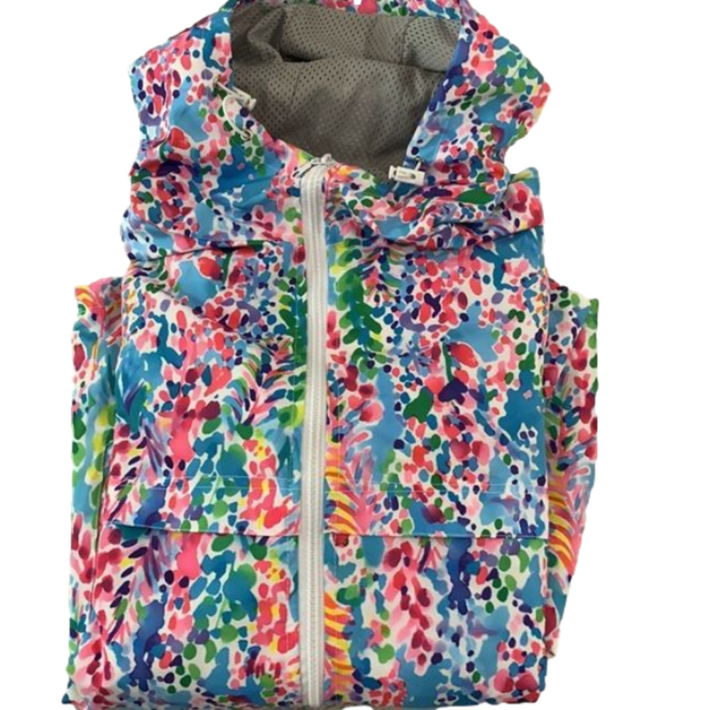 Brand New Without Tags, New Worn, Floral Print Hooded Windbreaker, Size XXL